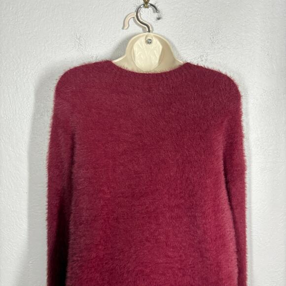 NEW! Eyelash Sweater Dress Long Sleeve Mini Legging Top Casual Knit Burgundy - S - Picture 5 of 6